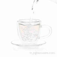 Popüler Cam Çay Fincanı Tabaklı